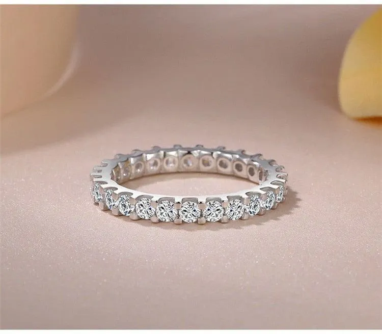 Trendy ♥︎ High Quality AAA  Cubic Zirconia Diamonds ♥︎ White Gold Colour Eternity Ring