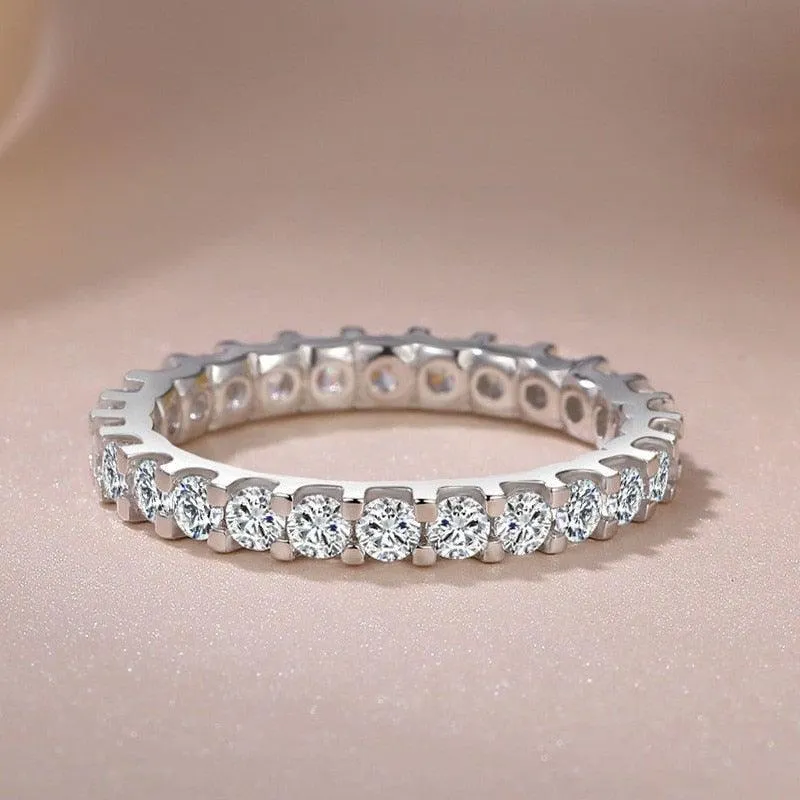 Trendy ♥︎ High Quality AAA  Cubic Zirconia Diamonds ♥︎ White Gold Colour Eternity Ring