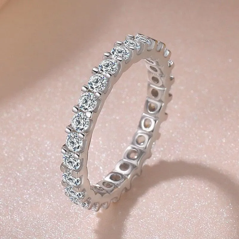 Trendy ♥︎ High Quality AAA  Cubic Zirconia Diamonds ♥︎ White Gold Colour Eternity Ring