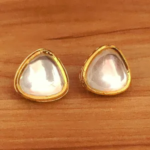 TRIANGLE SHAPED KUNDAN MEENAKARI BIG STUDS