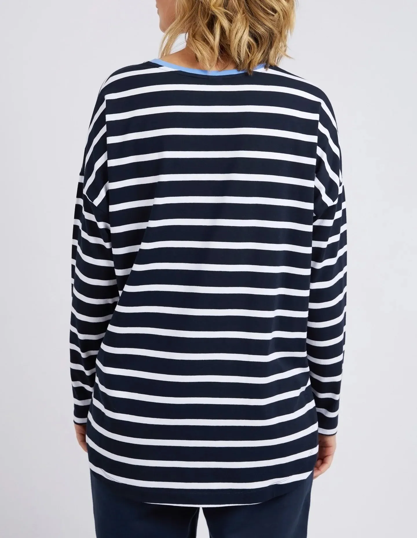 Tully Stripe Long Sleeve Tee - Dark Sapphire/White