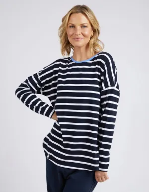 Tully Stripe Long Sleeve Tee - Dark Sapphire/White