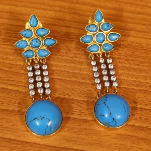 TURQOISE DIAMOND LOOK SUGNITY DANGLERS