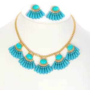TURQUOISE EARRINGS AND  NECKLACES SET #SQ4502 (IB11)