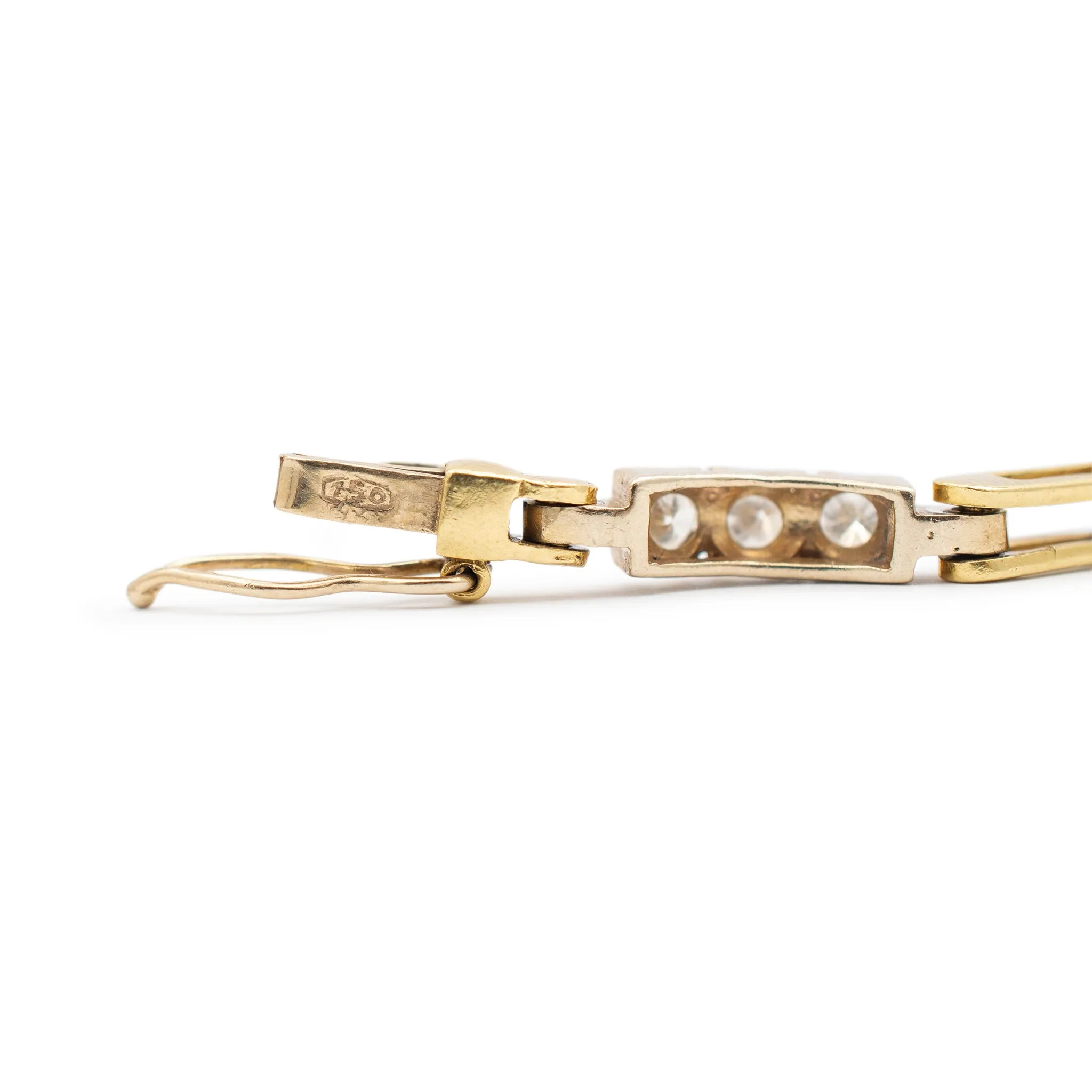 Vintage 18K Yellow Gold Diamond Link Bracelet