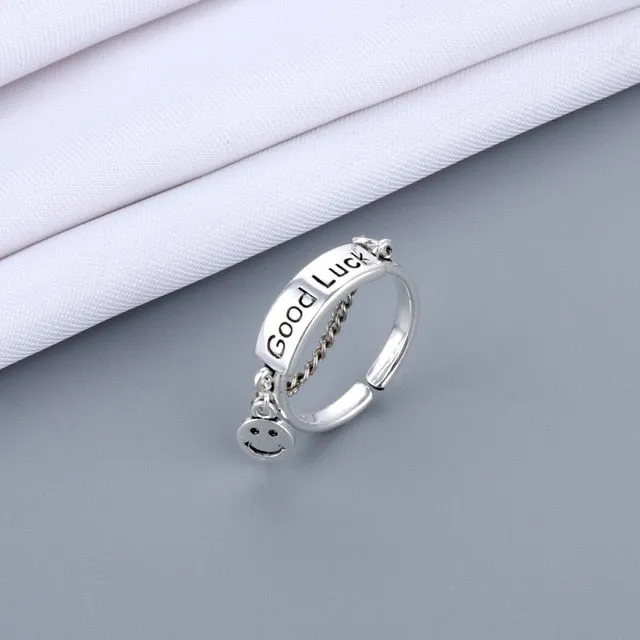 Vintage Ancient Happy Smiling Face Open Rings