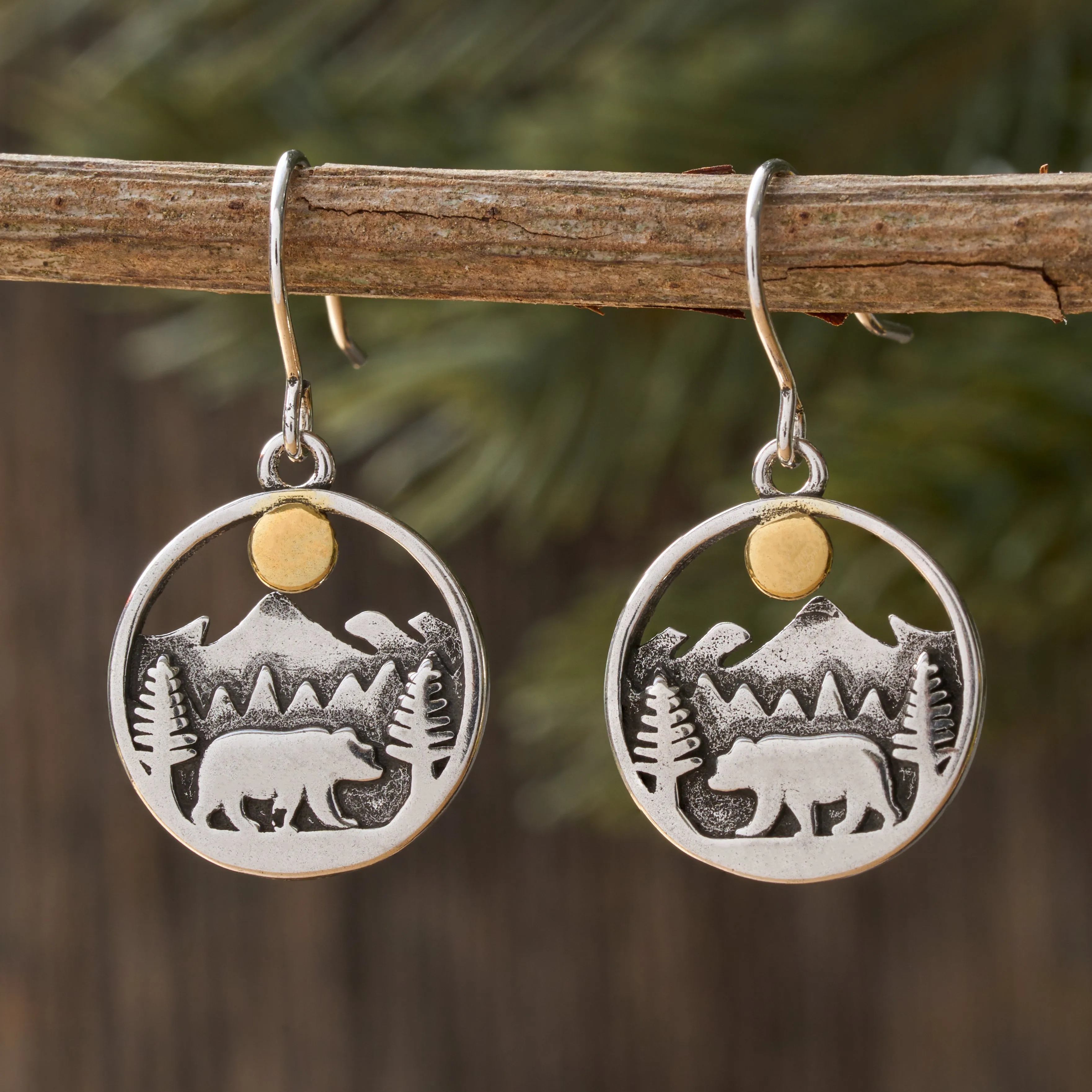 Vintage Morning Forest Bear Earrings