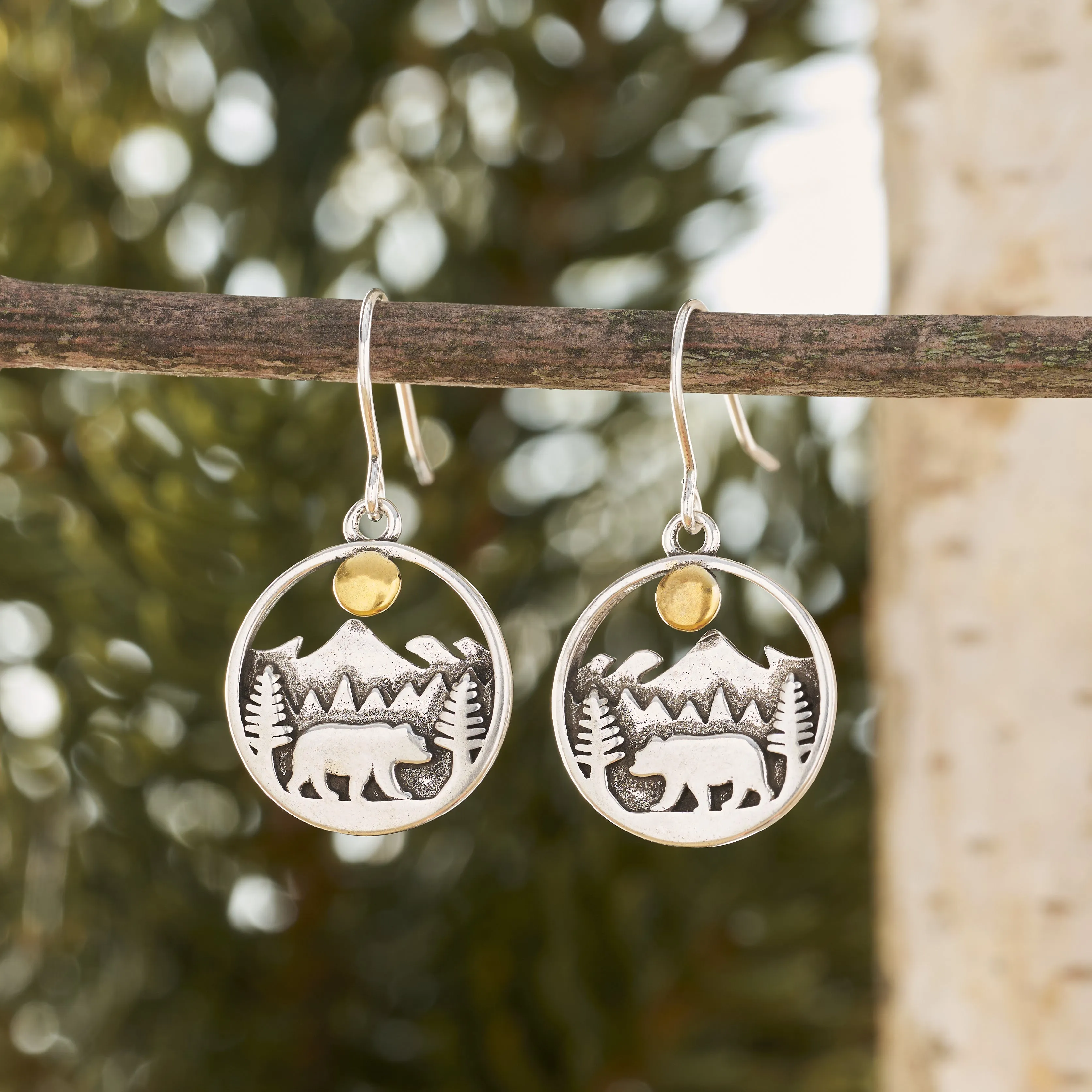 Vintage Morning Forest Bear Earrings