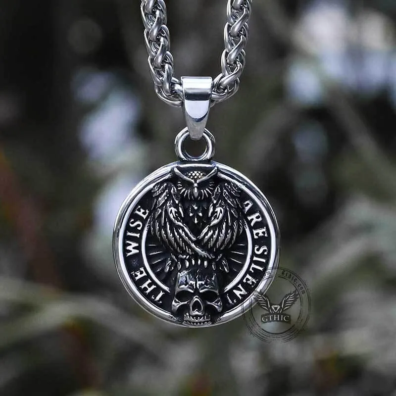Vintage Owl Skull Head Stainless Steel Pendant