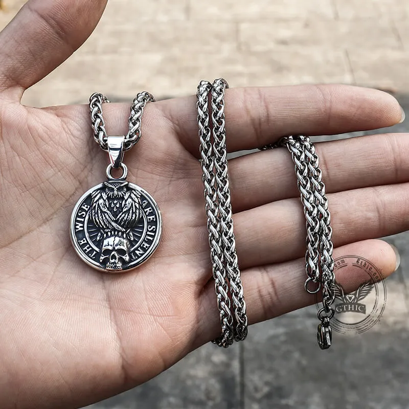 Vintage Owl Skull Head Stainless Steel Pendant