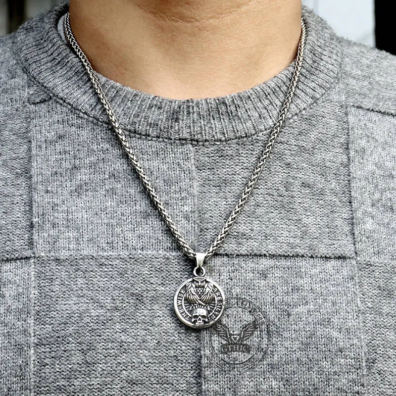 Vintage Owl Skull Head Stainless Steel Pendant