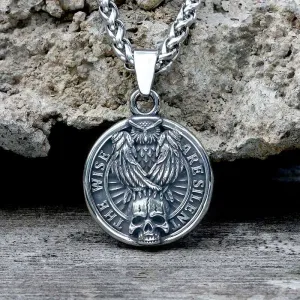 Vintage Owl Skull Head Stainless Steel Pendant
