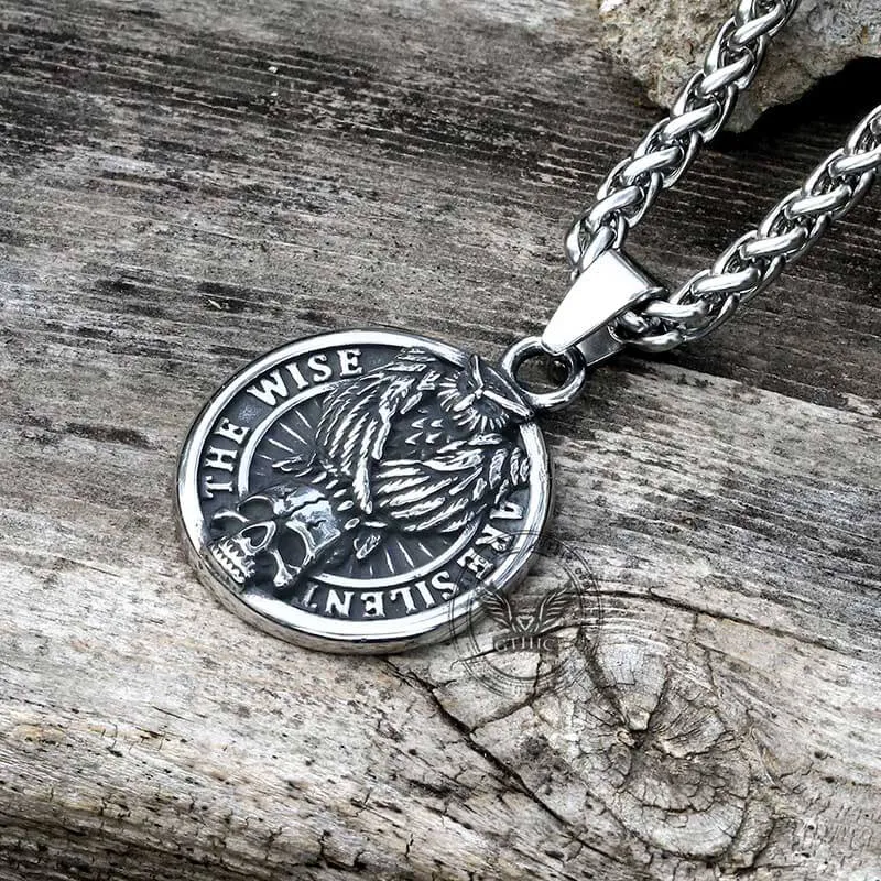 Vintage Owl Skull Head Stainless Steel Pendant