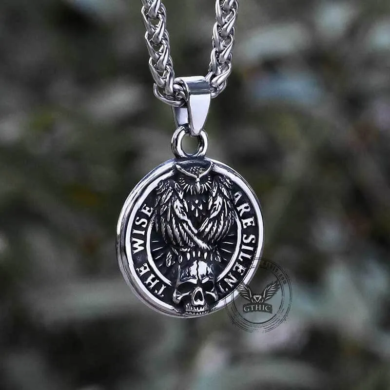 Vintage Owl Skull Head Stainless Steel Pendant