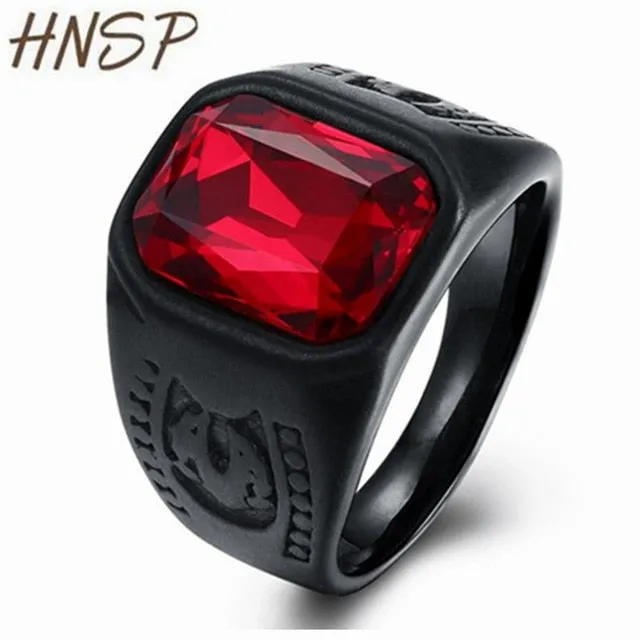 Vintage Red Stone Crystal Black Finger Rings