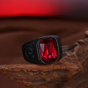 Vintage Red Stone Crystal Black Finger Rings