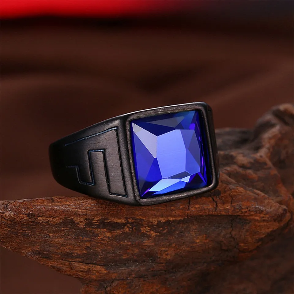Vintage Red Stone Crystal Black Finger Rings