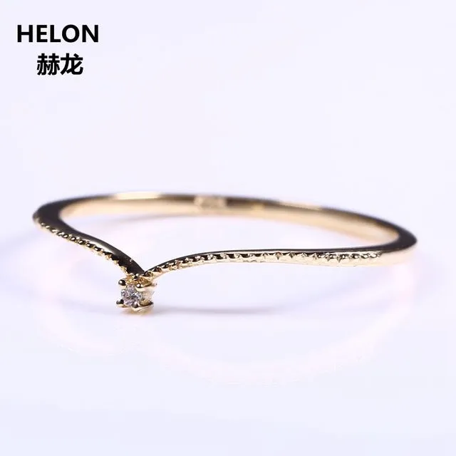 Vintage Solid 10k Yellow Gold Rose Gold Certified Natural Diamonds Ring Women Engagement Wedding Band Thin Elegant Ring