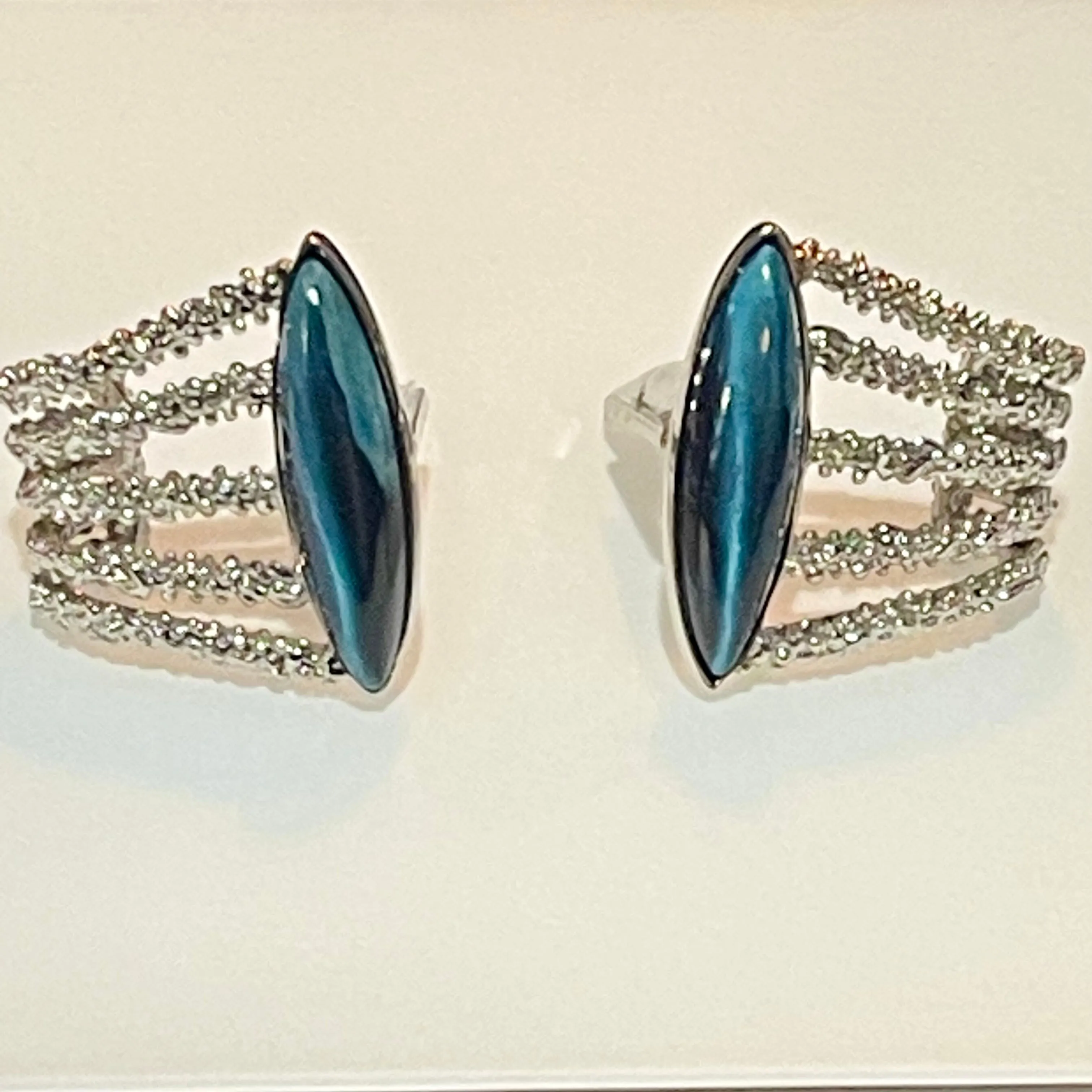Vintage Sterling Silver Star Sapphire Cuff Links