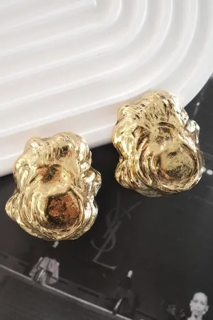 Vintage YSL Yves Saint Laurent Gold-Tone Sculptural Clip-On Earrings Statement