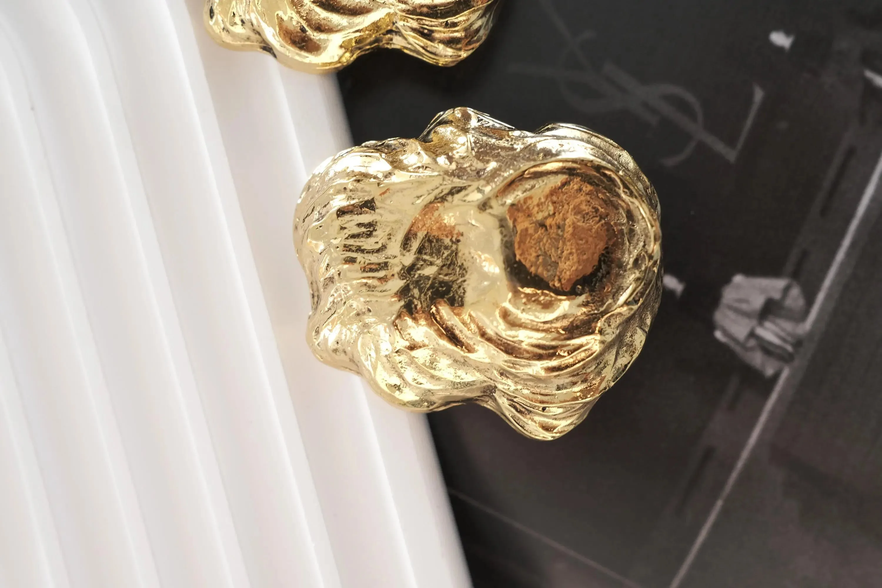 Vintage YSL Yves Saint Laurent Gold-Tone Sculptural Clip-On Earrings Statement
