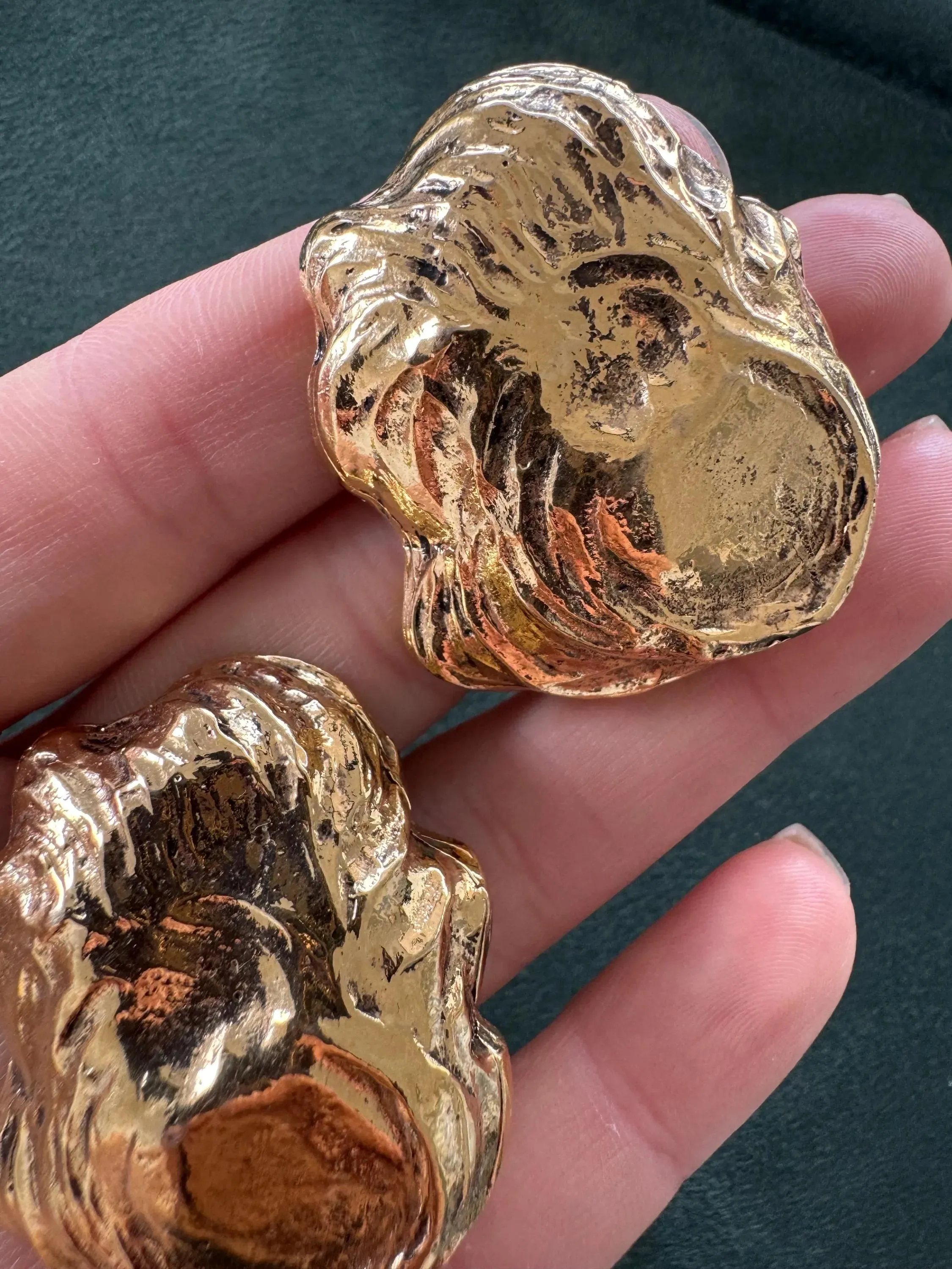 Vintage YSL Yves Saint Laurent Gold-Tone Sculptural Clip-On Earrings Statement