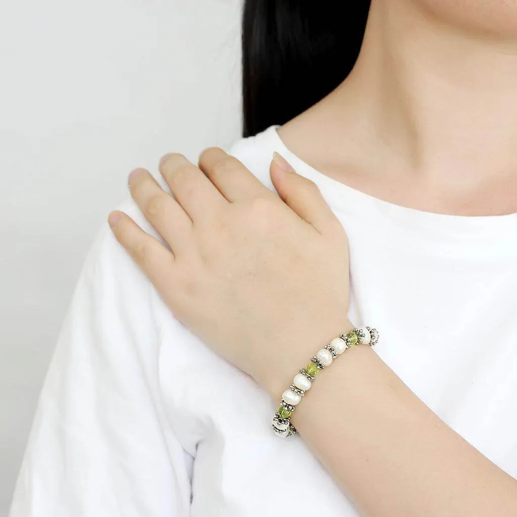 Women's Bracelets - LO4653 - Antique Silver White Metal