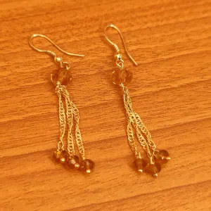 YELLOW CRYSTAL GOLD CHAIN EARRINGS