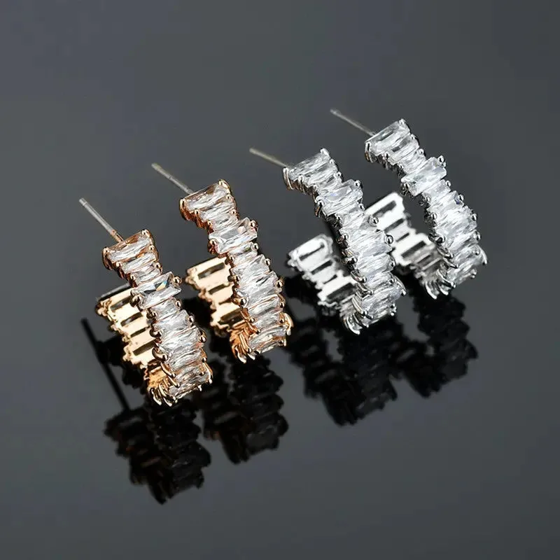 Zircon Geometric Earrings - Glam Rectangles